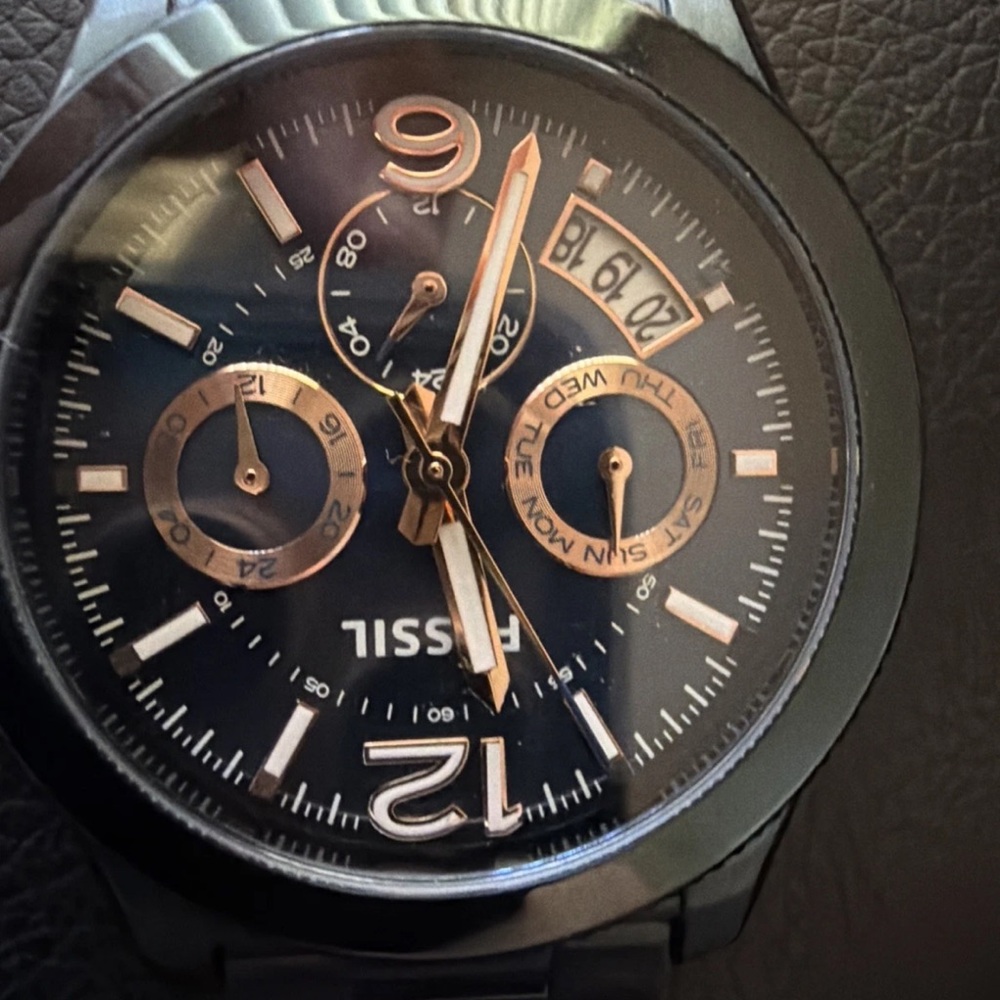 Fossil Perfect Boyfriend Blue Stainless Steel Chronograph Watch w/Rose Gold - Picture 8 of 8